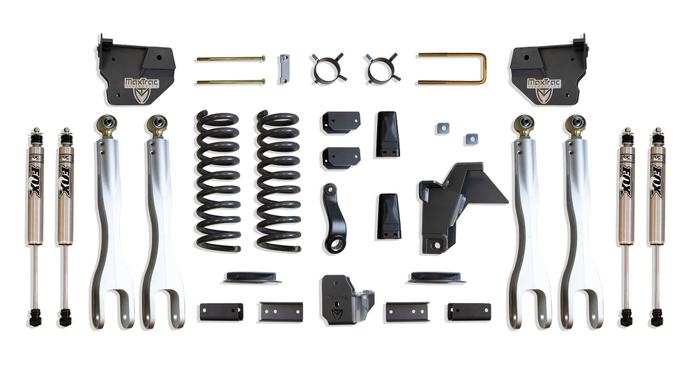 MaxTrac 4" Lift Kit W/ 4-LINKS (FOX SHOCKS) (FACTORY REAR AIR RIDE) — Grey Powdercoat — 2019-2026 Ram 2500 (K947441FLA)