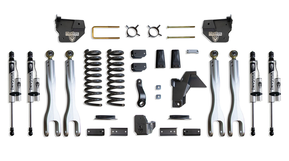MaxTrac 4" Lift Kit with 4-Links (Vulcan Reservoir Shocks) (Factory Rear Air Ride) — Grey Powdercoat — 2019-2026 Ram 2500 (K947441VRLA)