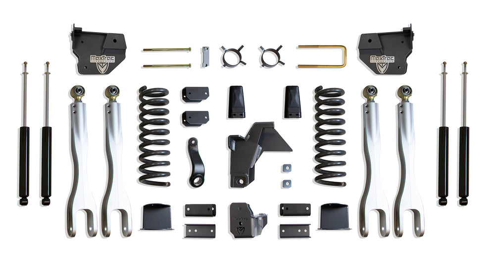 MaxTrac 8" Lift Kit with 4-Links (Max Trac Shocks) (Factory Rear Air Ride) — Grey Powdercoat — 2019-2024 Ram 2500 (K947485LA)