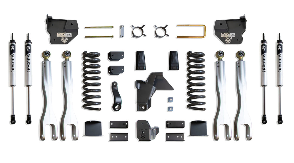 MaxTrac 8" Lift Kit with 4-Links (Vulcan Shocks) (Factory Rear Air Ride) — Grey Powdercoat — 2019-2024 Ram 2500 (K947485VLA)
