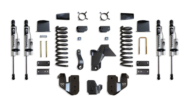 MaxTrac Ensemble de rehaussement 8 po (amortisseurs Vulcan à réservoir) (suspension pneumatique arrière d'origine) — revêtement en poudre gris — 2019-2026 Ram 2500 (K947485VRA)