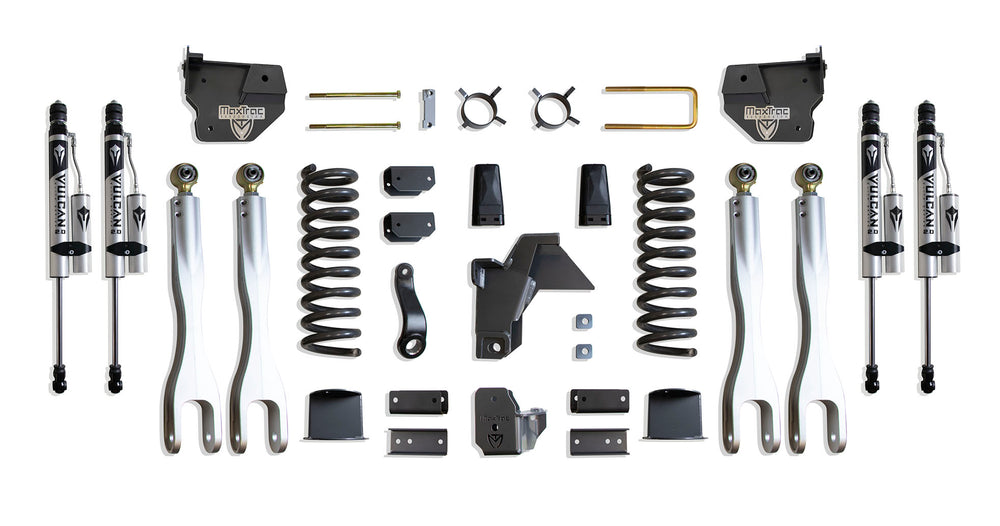 MaxTrac 8" Lift Kit with 4-Links (Vulcan Reservoir Shocks) (Factory Rear Air Ride) — Grey Powdercoat — 2019-2024 Ram 2500 (K947485VRLA)