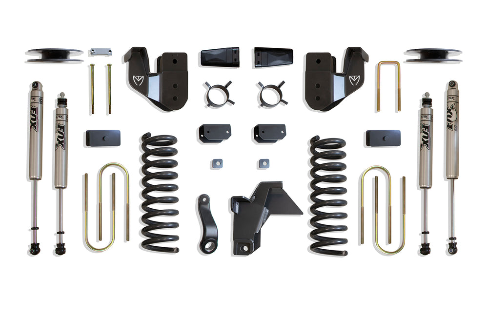 MaxTrac 4" Lift Kit (FOX SHOCKS) (FACTORY REAR AIR RIDE) — Grey Powdercoat — 2019-2024 Ram 3500 (K947541FA)