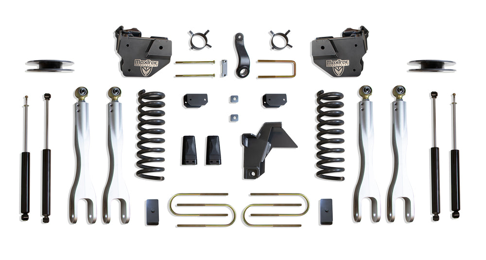 MaxTrac 4" Lift Kit with 4-Links (Max Trac Shocks) (Factory Rear Air Ride) — Grey Powdercoat — 2019-2024 Ram 3500 (K947541LA)