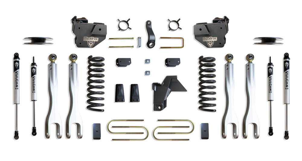 MaxTrac 4" Lift Kit with 4-Links (Vulcan Shocks) (Factory Rear Air Ride) — Grey Powdercoat — 2019-2024 Ram 3500 (K947541VLA)
