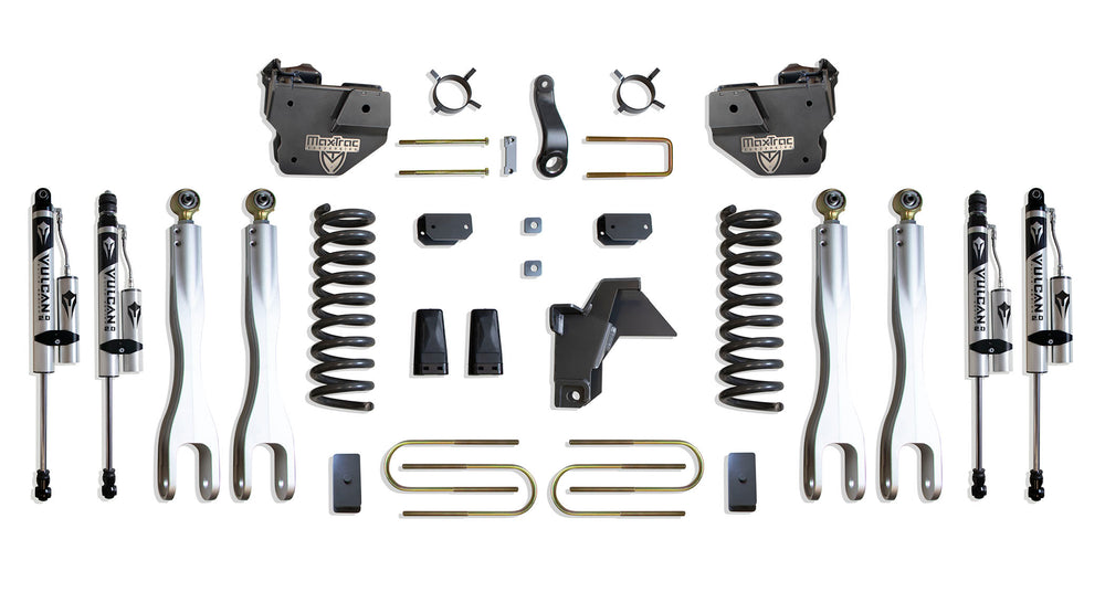 MaxTrac 4" Lift Kit with 4-Links (Vulcan Reservoir Shocks) — Grey Powdercoat — 2019-2024 Ram 3500 (K947541VRL)