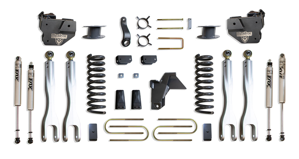 MaxTrac 6" Lift Kit W/ 4-LINKS (FOX SHOCKS) (FACTORY REAR AIR RIDE) — Grey Powdercoat — 2019-2024 Ram 3500 (K947563FLA)