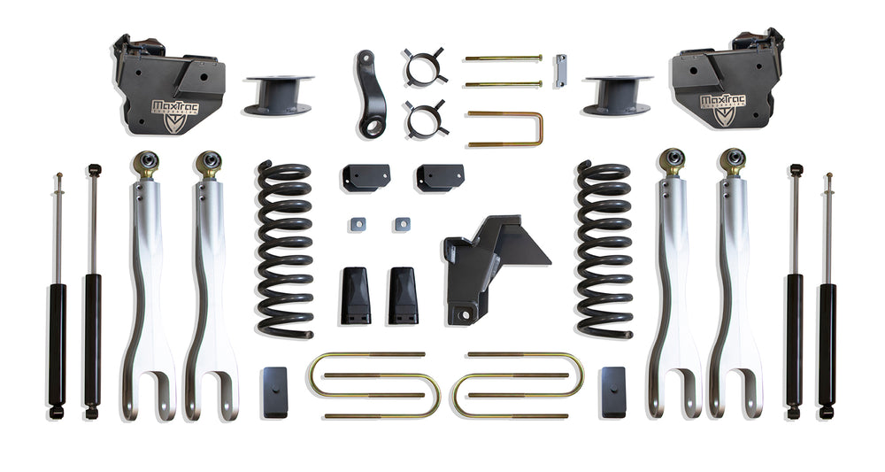 MaxTrac 6" Lift Kit with 4-Links (Max Trac Shocks) (Factory Rear Air Ride) — Grey Powdercoat — 2019-2024 Ram 3500 (K947563LA)