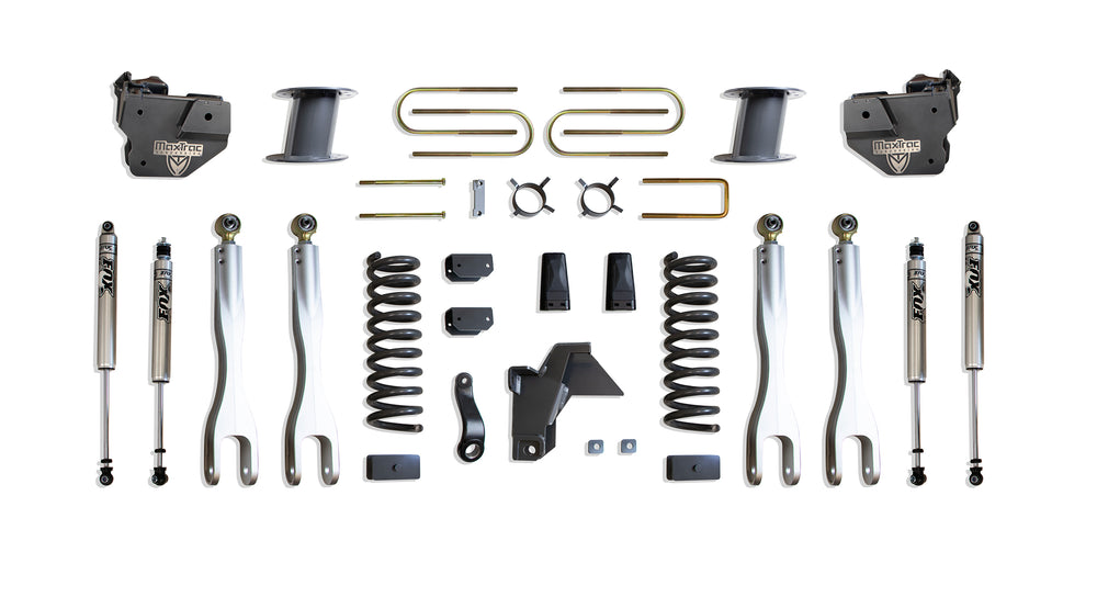 MaxTrac 8" Lift Kit W/ 4-LINKS (FOX SHOCKS) (FACTORY REAR AIR RIDE) — Grey Powdercoat — 2014-2024 Ram 2500 (K947585FLA)