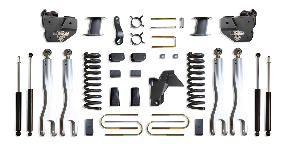 MaxTrac 8" Lift Kit with 4-Links (Max Trac Shocks) (Factory Rear Air Ride) — Grey Powdercoat — 2019-2024 Ram 3500 (K947585LA)