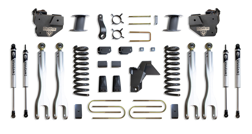 MaxTrac 8" Lift Kit with 4-Links (Vulcan Shocks) (Factory Rear Air Ride) — Grey Powdercoat — 2019-2024 Ram 3500 (K947585VLA)