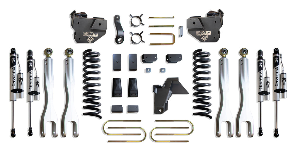 MaxTrac 8" Lift Kit with 4-Links (Vulcan Reservoir Shocks) — Grey Powdercoat — 2019-2024 Ram 3500 (K947585VRL)