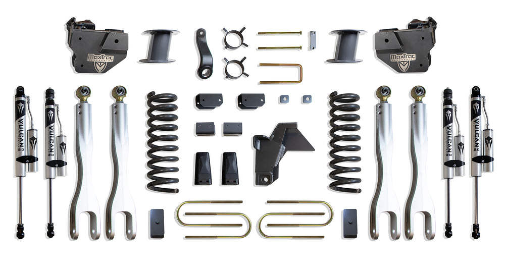 MaxTrac 8" Lift Kit with 4-Links (Vulcan Reservoir Shocks) (Factory Rear Air Ride) — Grey Powdercoat — 2019-2024 Ram 3500 (K947585VRLA)