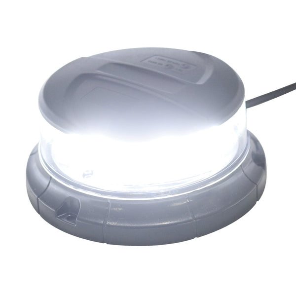 Race Sport Gyrophare rond LoPro stroboscopique blanc et ambre à clignotement alterné avec base magnétique portative ou de montage à 3 trous et cordon d'alimentation pour allume-cigare