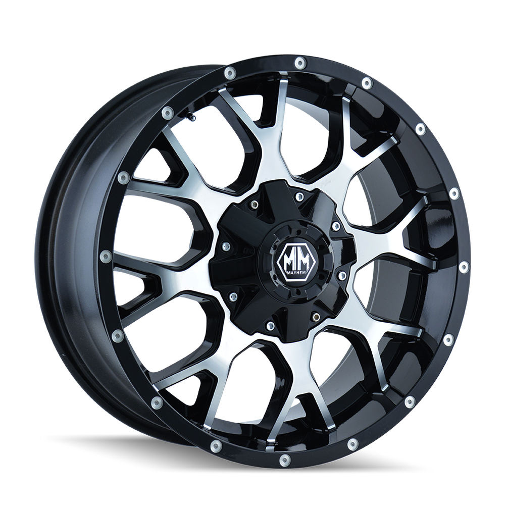 Mayhem Warrior 8015 Gloss Black Machined 18X9 8-180 18MM 124.1MM 8015-8978B18
