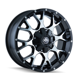 MAYHEM WARRIOR 8015 GLOSS BLACK MACHINED 18X9 8-180 18MM 124.1MM 8015-8978B18