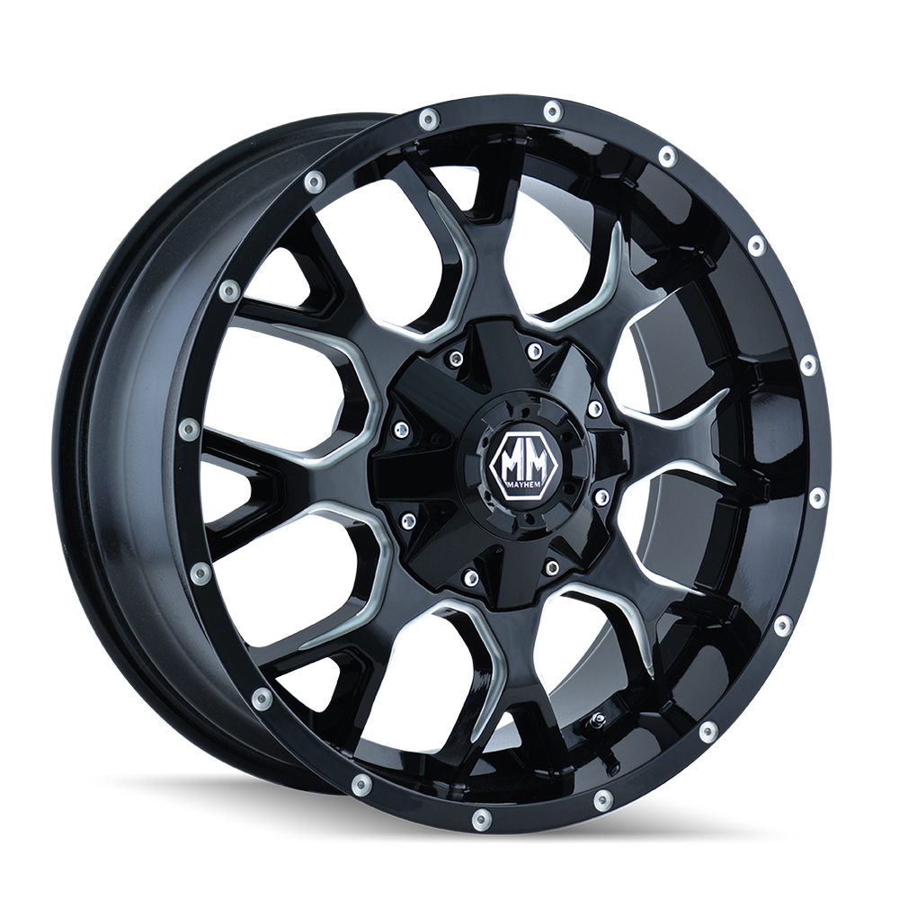 Mayhem Warrior 8015 Gloss Black Milled 18X9 5-150/5-139.7 -12MM 110MM 8015-8997M