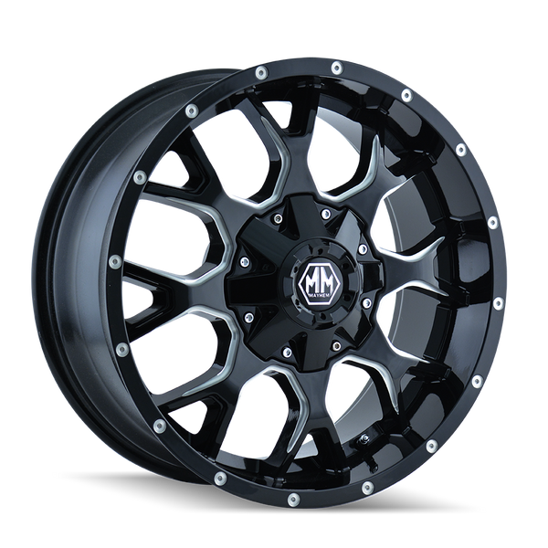 Mayhem Warrior 8015 Gloss Black Milled 17X9 6-135/6-139.7 18MM 106MM 8015-7937M18