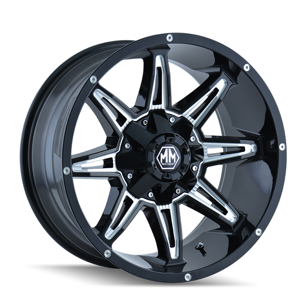 Mayhem Rampage 8090 Gloss Black Milled 20X10 6-135/6-139.7 -25MM 106MM 8090-2137M