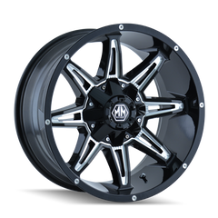 Mayhem Rampage 8090 Gloss Black Milled 20X9 8-180 0MM 124.1MM 8090-2978M