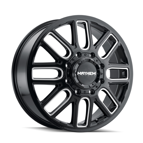 Mayhem Cogent Dually (8107D) Gloss Black Milled 20X8.25 Front 8-200 115MM 142MM 8107D-2877BMF115