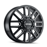 MAYHEM COGENT DUALLY (8107D) GLOSS BLACK MILLED 22X8.25 FRONT 8-200 115MM 142MM 8107D-22877BMF115
