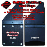 12" UNIVERSAL SOFTTOP KICKBACK MUD FLAPS WITH STAINLESS MIRRORED ANCHOR WEIGHTS