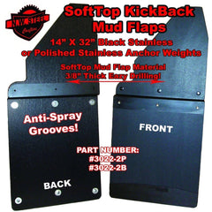 Northwest Steel Crafters 14" Universal Softtop Kickback Mud Flaps with Stainless Mirrored Anchor Weights
