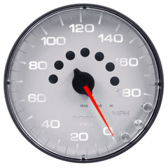 AutoMeter Gauge, Speedometer, 5", 180 MPH, Elec. Programmable, White/Black, Spek-Pro — Red (P230128)