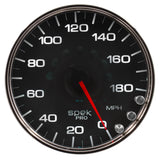 GAUGE, SPEEDOMETER, 5", 180 MPH, ELEC. PROGRAMMABLE, BLACK/CHROME, SPEK-PRO — Red (P23031)