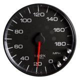 GAUGE, SPEEDOMETER, 5", 180 MPH, ELEC. PROGRAMMABLE, BLACK/BLACK, SPEK-PRO — Red (P230328)