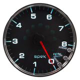 GAUGE, TACHOMETER, 5", 8K RPM, W/SHIFT LIGHT & PEAK MEM, BLACK/CHROME, SPEK-PRO — Red (P23831)
