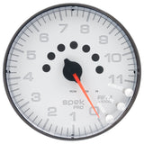 GAUGE, TACHOMETER, 5", 11K RPM, W/SHIFT LIGHT & PEAK MEM, WHITE/BLACK, SPEK-PRO — Red (P239128)