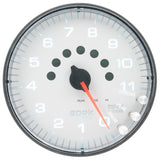 GAUGE, TACHOMETER, 5", 11K RPM, W/SHIFT LIGHT & PEAK MEM, WHITE/BLACK, SPEK-PRO — Red (P23912)