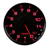 GAUGE, TACHOMETER, 5", 11K RPM, W/SHIFT LIGHT & PEAK MEM, BLACK/BLACK, SPEK-PRO — Red (P23932)