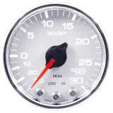 GAUGE, VAC/BOOST, 2 1/16", 30INHG-30PSI, STEPPER MTR W/PK & WRN, WHT/CHRME, SPEK