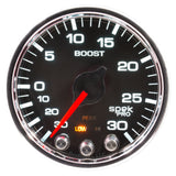 GAUGE, VAC/BOOST, 2 1/16", 30INHG-30PSI, STEPPER MTR W/PK & WRN, BLK/CHRME, SPEK — Red (P30231)