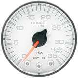 GAUGE, BOOST, 2 1/16", 35PSI, STEPPER MOTOR W/PEAK & WARN, WHITE/BLACK, SPEK-PRO — Red (P303128)