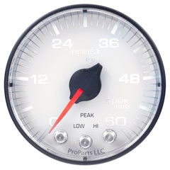 AutoMeter Gauge, Boost, 2 1/16", 60PSI, Stepper Motor W/Peak & Warn, Wht/Blk, Spek-Pro — Red (P304128)
