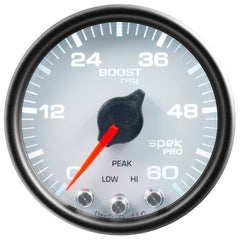 AutoMeter Gauge, Boost, 2 1/16", 60PSI, Stepper Motor W/Peak & Warn, Wht/Blk, Spek-Pro — Red (P30412)