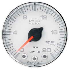 AutoMeter Gauge, Pyro. (EGT), 2 1/16", 2000°F, Stepper Motor W/Peak & Warn, Wht/Chrm, Spek — Red (P310118)