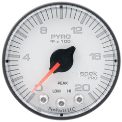 AutoMeter Gauge, Pyro. (EGT), 2 1/16", 2000°F, Stepper Motor W/Peak & Warn, Wht/Blk, Spek — Red (P310128)