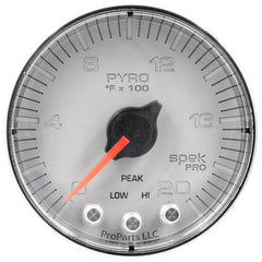 AutoMeter Gauge, Pyro. (EGT), 2 1/16", 2000°F, Stepper Motor W/Peak & Wrn, Slvr/Chrm, Spek — Red (P310218)
