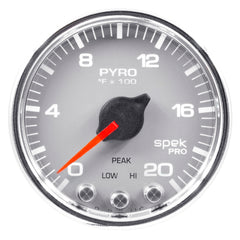 AutoMeter Gauge, Pyro. (EGT), 2 1/16", 2000°F, Stepper Motor W/Peak & Wrn, Slvr/Chrm, Spek — Red (P31021)