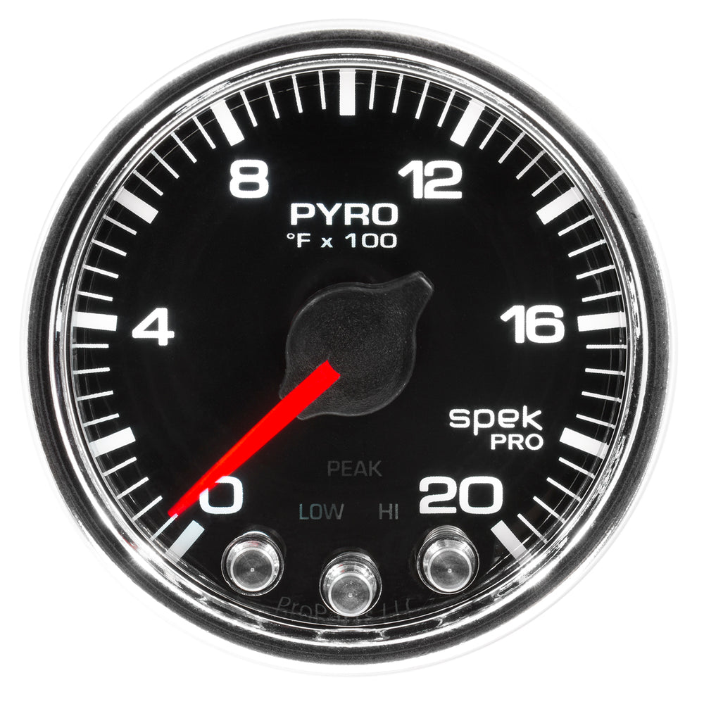 AutoMeter Gauge, Pyro. (EGT), 2 1/16", 2000°F, Stepper Motor W/Peak & Warn, Blk/Chrm, Spek — Red (P31031)