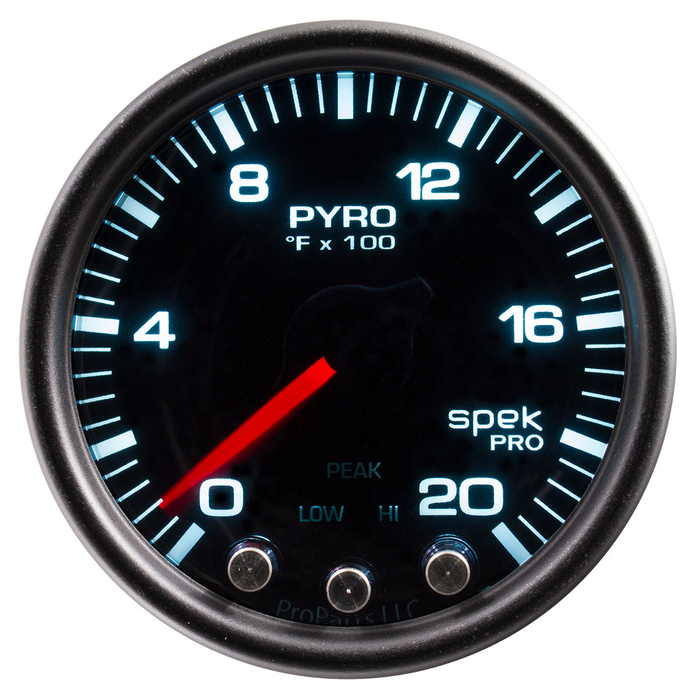 AutoMeter Gauge, Pyro. (EGT), 2 1/16", 2000°F, Stepper Motor W/Peak & Wrn, BK/Smk/BK, Spek