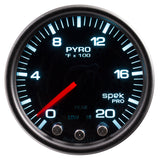 GAUGE, PYRO. (EGT), 2 1/16", 2000?F, STEPPER MOTOR W/PEAK & WRN, BK/SMK/BK, SPEK