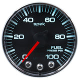 GAUGE, FUEL PRESS, 2 1/16", 100PSI, STEPPER MOTOR W/PEAK & WARN, BLK/CHRM, SPEK — Red (P314318)