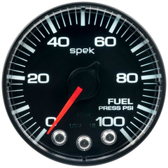 AutoMeter Gauge, Fuel Press, 2 1/16", 100PSI, Stepper Motor W/Peak & Warn, Blk/Blk, Spek — Red (P314328)