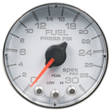 GAUGE, FUEL PRESS, 2 1/16", 30PSI, STEPPER MOTOR W/PEAK & WARN, WHT/CHRM, SPEK — Red (P316118)